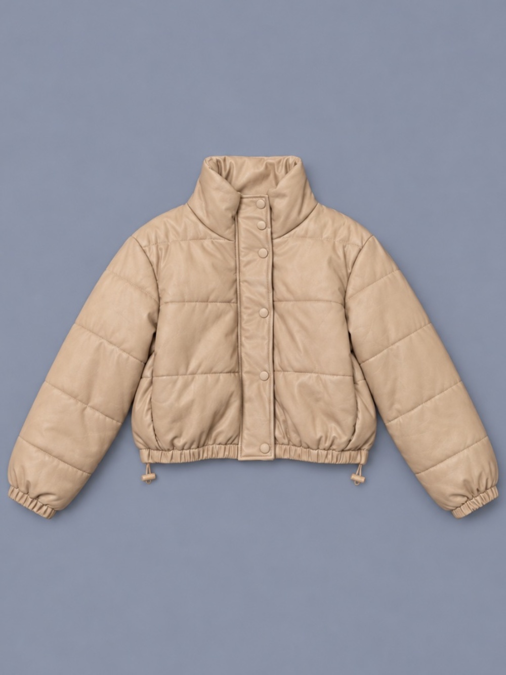 Wisteria Lane Beige Faux Leather Puffer Jacket Size S